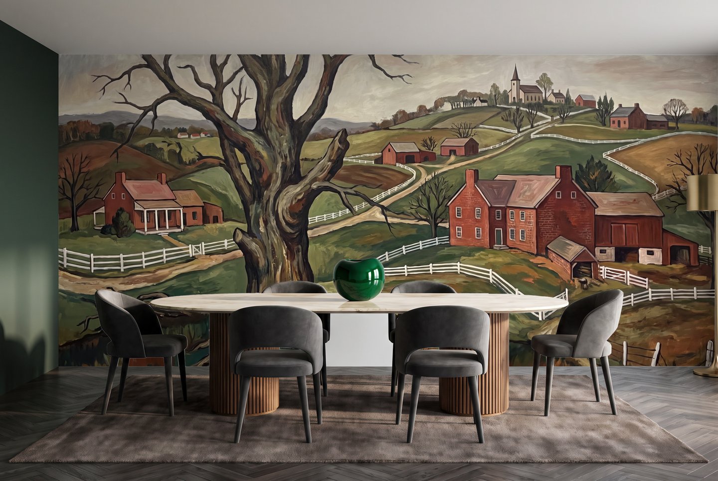 Contours brun mural