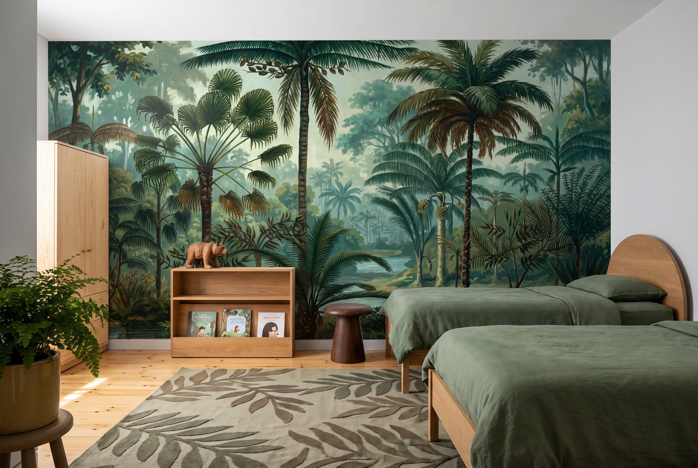 ヤシの sanctuary 緑 mural