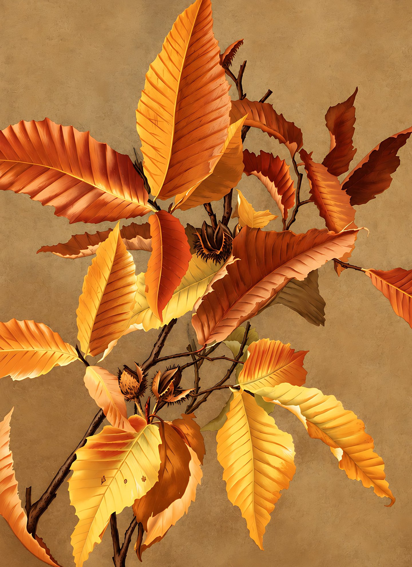 Autumn Chestnut Branch