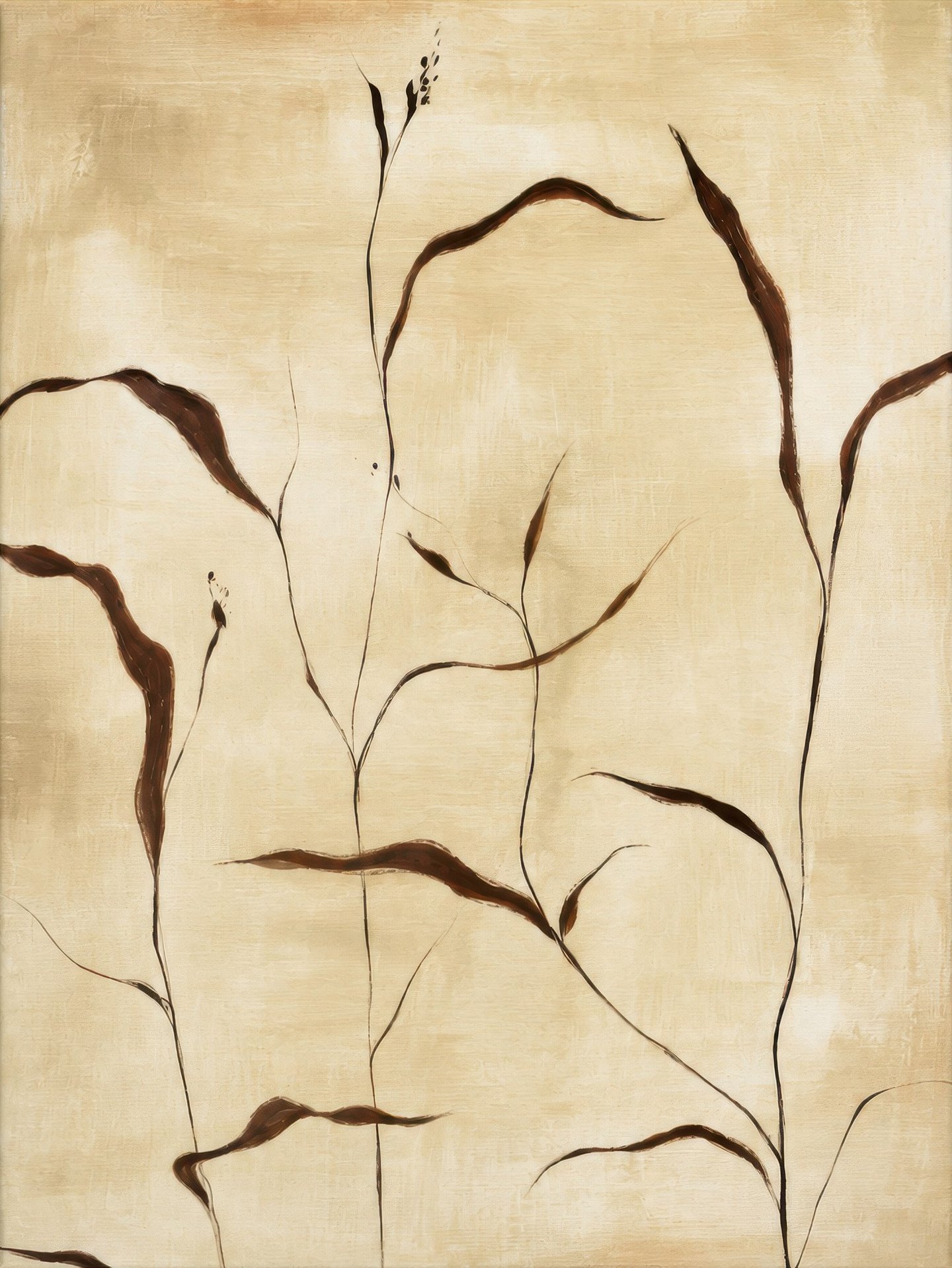 Umber Grasses on Linen