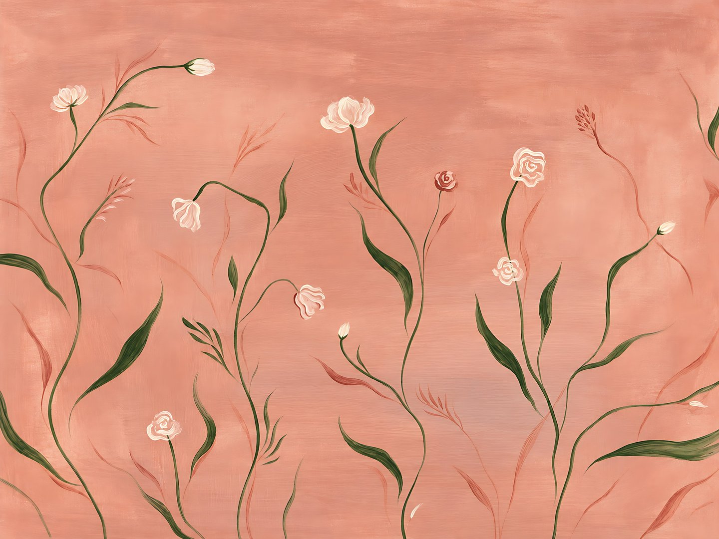 Terracotta Rose Meadow canvas
