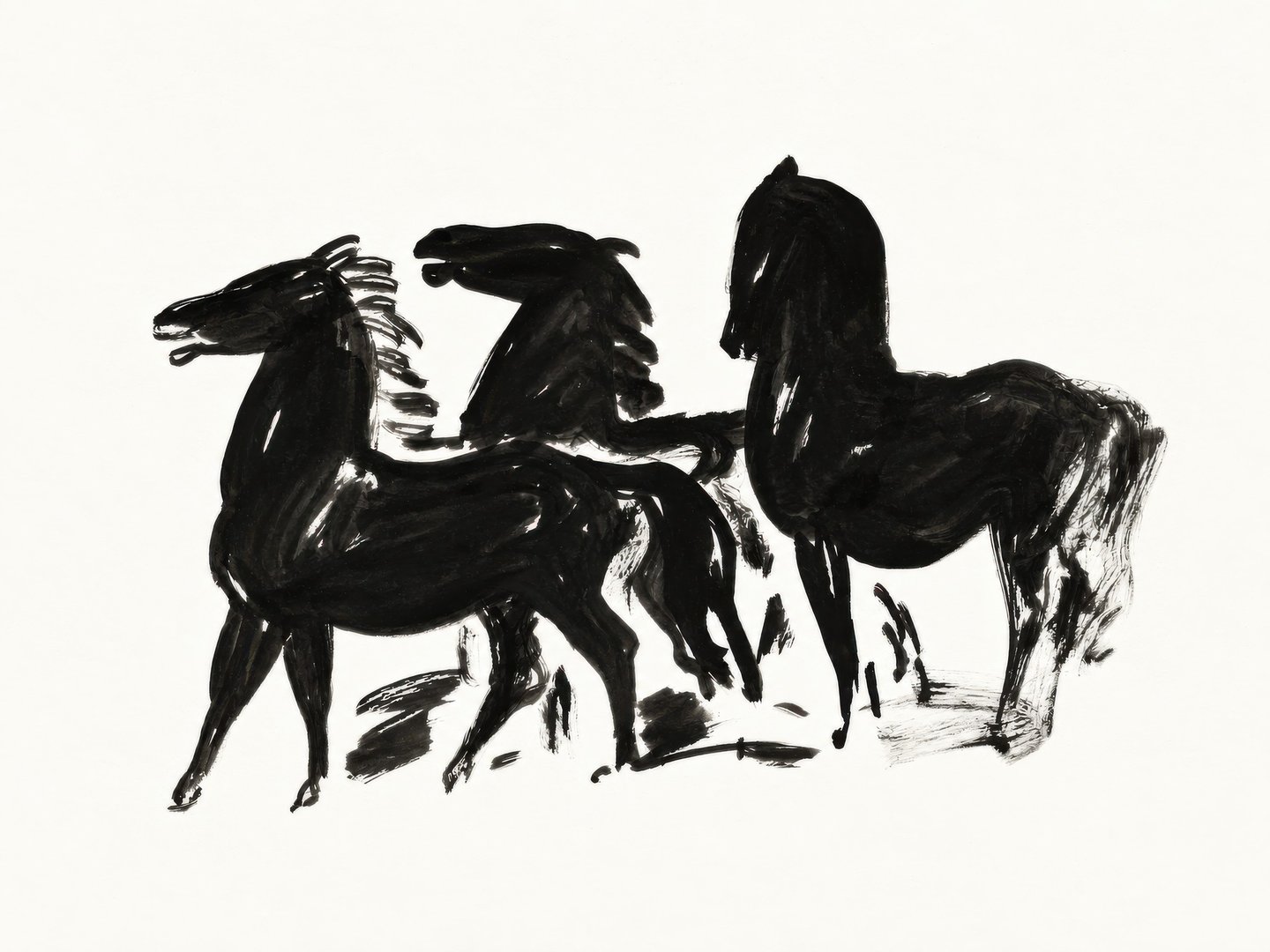 Three Ink Horses